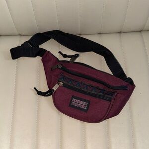 Vintage Northwest Territory Men's Maroon Belt Bag with Black Strap Y2K